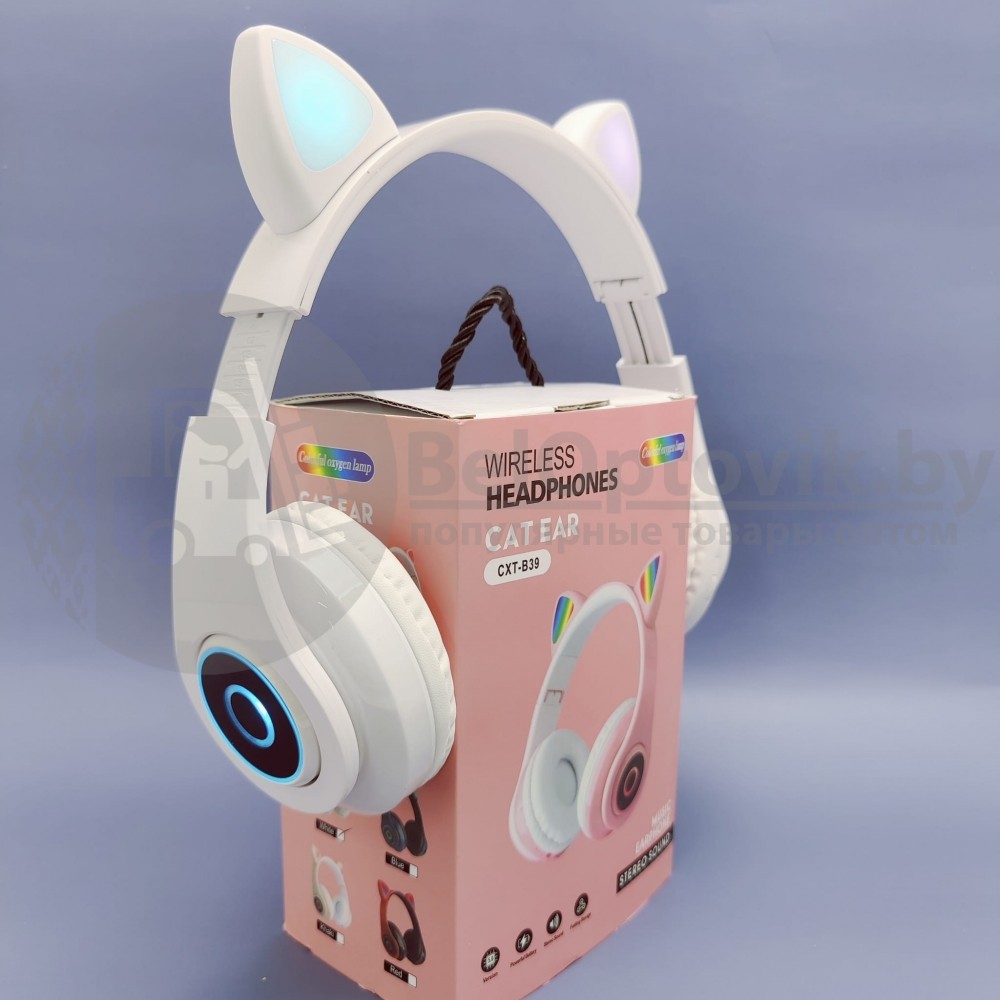 Беспроводные 5.0 bluetooth наушники со светящимися Кошачьими ушками HL89  CAT EAR (арт: na-7838) от 1 ₽ рублей оптом в Москве