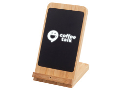 Беспроводное зарядное устройство 2-в-1 с подсветкой лого «Reedia S4», 15 Вт, Цвет черный/натуральный