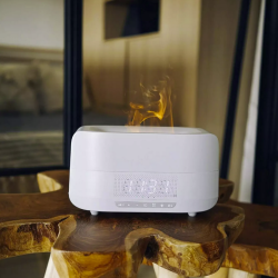 Увлажнитель воздуха с эффектом пламени Flame Aroma Humidifier ТС-030-А, 5 в 1 (аромадиффузор, часы, будильник, bluethooth колонка, ночник)