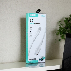 Кабель USB MRM MR94m USB-Micro, длина 1000мм, ток 3А, белый / Устойчивость к помехам и стильный белый дизайн