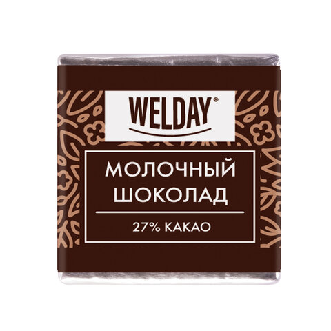 Шоколад порционный WELDAY (ВЭЛДЭЙ) "Молочный 27%", 800 г (160 плиток по 5 г), пакет, 622406