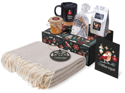 Подарочный набор «Re:Nest» с пледом, кружкой и вареньем, Цвет черный