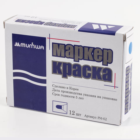 Маркер-краска лаковый (paint marker) MUNHWA, 4 мм, СИНИЙ, нитро-основа, алюминиевый корпус, PM-02