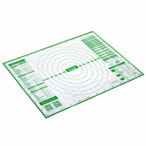 Коврик силиконовый для раскатки/запекания 40х60 см, зеленый, ПОДАРОК пластиковый нож, DASWERK, 608426