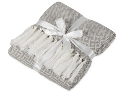 Плед акриловый с белой бахромой «Tassel», Цвет бежевый