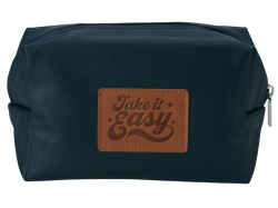 Косметичка из эко-кожи «Enio» с патчами, Цвет темно-синий