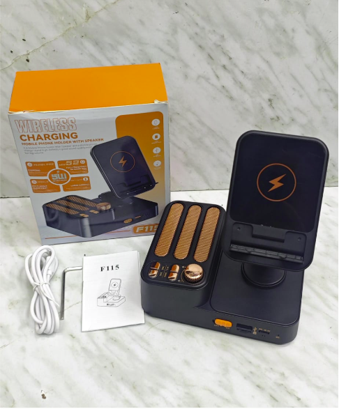 Настольный держатель для телефона F115 WIRELESS 3 в 1 с Bluetooth-динамиком