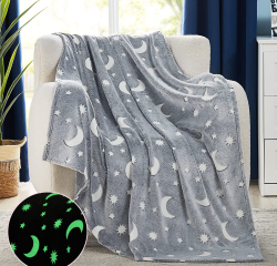 Волшебный плед-покрывало светящийся в темноте "КОСМОС" Magic Blanket (Звезда, Луна) Серый