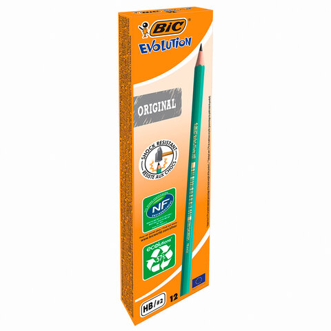 Карандаш чернографитный BIC, 1 шт., "Evolution", HB, корпус зеленый, 8803112