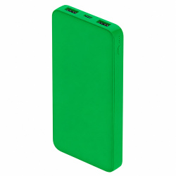 Внешний аккумулятор Polus, 10000 Mah, софт-тач покрытие, зеленый