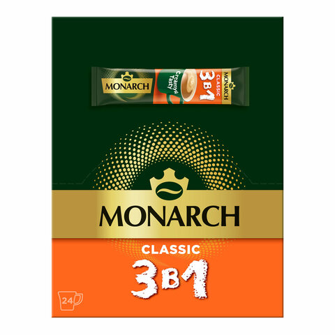 Кофе растворимый порционный MONARCH Original 3 в 1 "Классика", 13,5 г, пакетик, 8060228