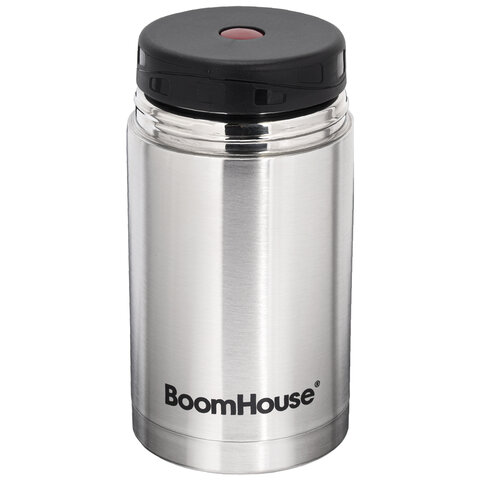 Термос 0,8 л для еды/напитков с широким горлом, BOOMHOUSE (БУМХАУС) WIDE, нержавеющая сталь SUS304, серебристый, 700319