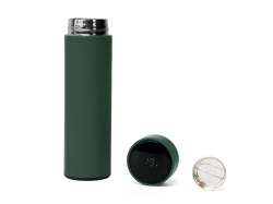 Термос FAMILY MARK LED, индикатор, soft touch, Цвет темно-зеленый