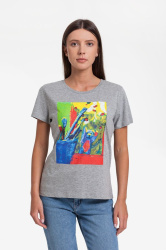 Футболка женская Artist Bear, серый меланж, S–XL