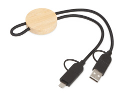 Универсальный зарядный кабель из переработанных ПЭТ и ТПЕ «Acalypha», быстрая зарядка 25 Вт, Цвет черный/натуральный