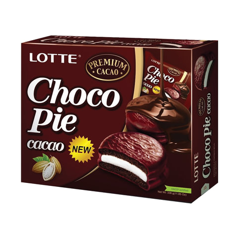 Печенье LOTTE "Choco Pie Cacao" ("Чоко Пай Какао"), глазированное, картонная упаковка, 336 г, 12 шт. х 28 г