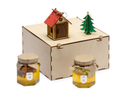Подарочный набор «Decoration Deluxe» с двумя видами меда, Цвет натуральный, зеленый, красный