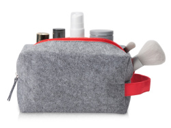 Косметичка из РПЕТ фетра с ручкой «Felt», Цвет серый, красный