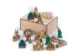 Ёлочная гирлянда с лампами в подарочной коробке «Достопримечательности мира», Цвет разноцветный