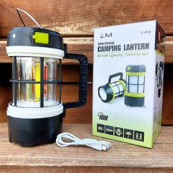 Кемпинговый фонарь-лампа Camping lantern F 910B (зарядка USB и солнечные батареи, 5 режимов работы, функция PowerBank) продажа и отгрузка коробками кор/60 шт