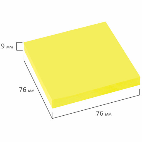 Блок самоклеящийся (стикеры), STAFF НЕОНОВЫЙ, 76х76 мм, 100 листов, желтый, 115584