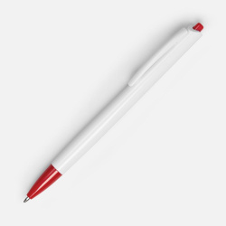 Ручка шариковая Tick, белая с красным, 14х1 см