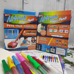 Воздушные фломастеры Airbrush Magic Pens, 10 маркеров в наборе + 10 разнообразных трафаретов
