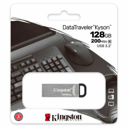 Флеш-диск 128 GB KINGSTON DataTraveler Kyson, разъем USB 3.2, серебряный, DTKN/128GB