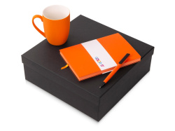 Подарочный набор «COLOR IT» c блокнотом, ручкой и кружкой, Размер гибкая обложка, Цвет оранжевый