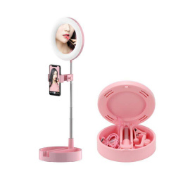 Мультифункциональное зеркало для макияжа с держателем для телефона G3 и круговой LED-подсветкой