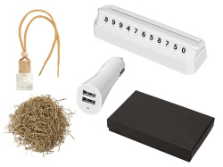 Подарочный набор с автовизиткой и USB адаптером, Цвет белый