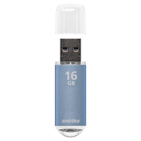 Флеш-диск 16 GB, SMARTBUY V-Cut, USB 2.0, металлический корпус, синий, SB16GBVC-B