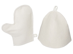 Банный набор из шапки и рукавицы «Renew», Цвет белый