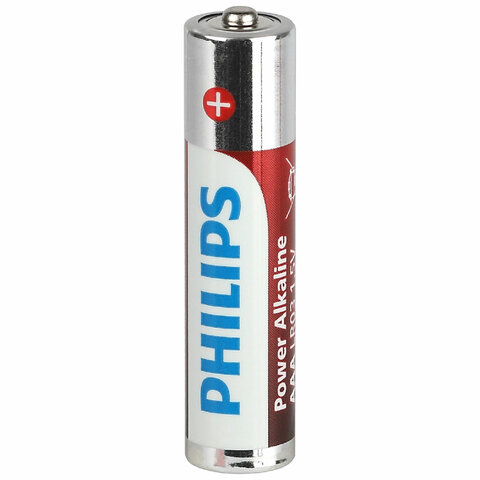 Батарейки алкалиновые "мизинчиковые" КОМПЛЕКТ 4 шт., PHILIPS Power Alkaline, ААА (LR03,15А), блистер, Б0062736