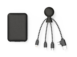 Внешний аккумулятор «BioPack» c кабелем «Mr. Bio», 5000 mAh, Цвет черный