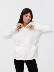 Толстовка унисекс оверсайз на молнии Zippy Terry, белая, XS–XXL