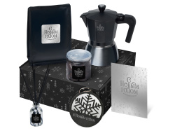 Подарочный набор «Re:Vive» с гейзерной кофеваркой, кофе и диффузором, Цвет черный
