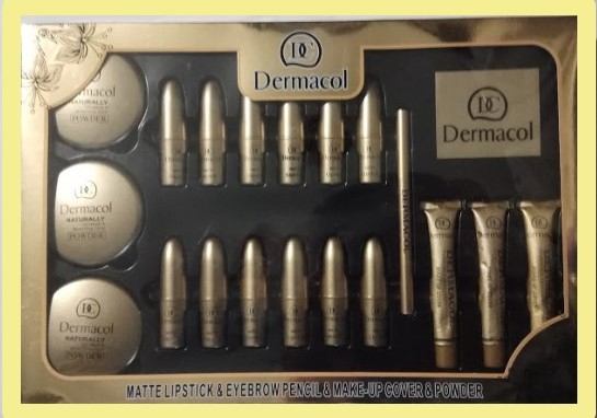 Подарочный набор Dermacol  MAXI  19 в 1 (3 тональных крема, 3 пудры, 12 оттенков помад, тени-каранда