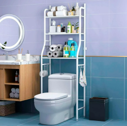 Стеллаж - полка напольная Washing machine storage rack для ванной комнаты / 3 полки над бочком унитаза 153х44 см.