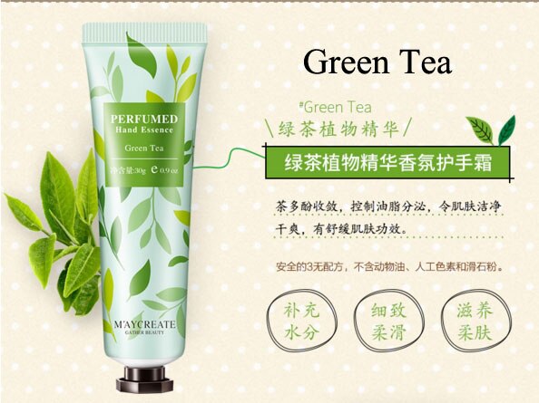 Увлажняющий крем для рук Perfumed Hand Essence MAYCREATE, 30 мл Зеленый чай (Green Tea)