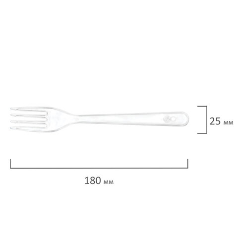 Вилка одноразовая пластиковая 180 мм, прозрачная, КОМПЛЕКТ 48/50 шт., КРИСТАЛЛ, LAIMA, 602653