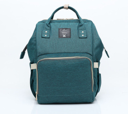 Сумка - рюкзак для мамы Baby Mo с USB /  Цветотерапия, качество, стиль Изумрудный с карабином и креп