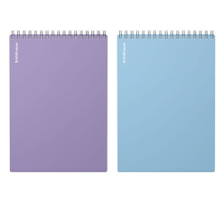 Блокнот А5 148х210 мм, 80 л., гребень, пластик, клетка, ERICH KRAUSE, "Pastel", 63646
