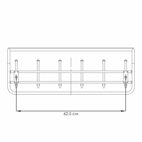 Вешалка настенная с полкой "ВСП7", 265х725х220 мм, 6 крючков, металл, черная, ВСП 7 Ч