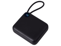 Внешний аккумулятор со встроенным кабелем «Liri», QC/PD, 10000 мАч, Цвет черный