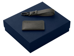 Подарочный набор Long River: картхолдер, ремешок для ключей, Размер Без лого, Цвет черный/синий