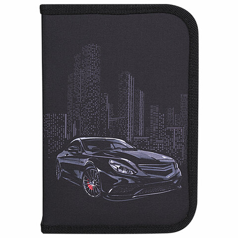 Пенал BRAUBERG, 1 отделение, 1 откидная планка, полиэстер, 21х14 см, "Night Car", 271522