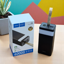 Внешний аккумулятор hoco J86, 60000 мАч, с быстрой зарядкой 22.5W QC 3.0, разъемы USB и USB-C, черный / Мощность на весь день для всех ваших гаджетов