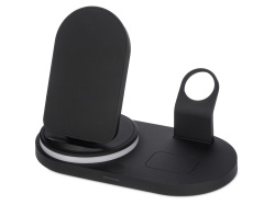 Складная зарядная станция с беспроводной зарядкой «Flashport», 15 Вт, Цвет черный