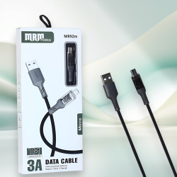 Кабель USB MRM MR92m USB-Micro, длина 1000мм, ток 3А, черный / Высокая скорость зарядки и усиленная защита от износа